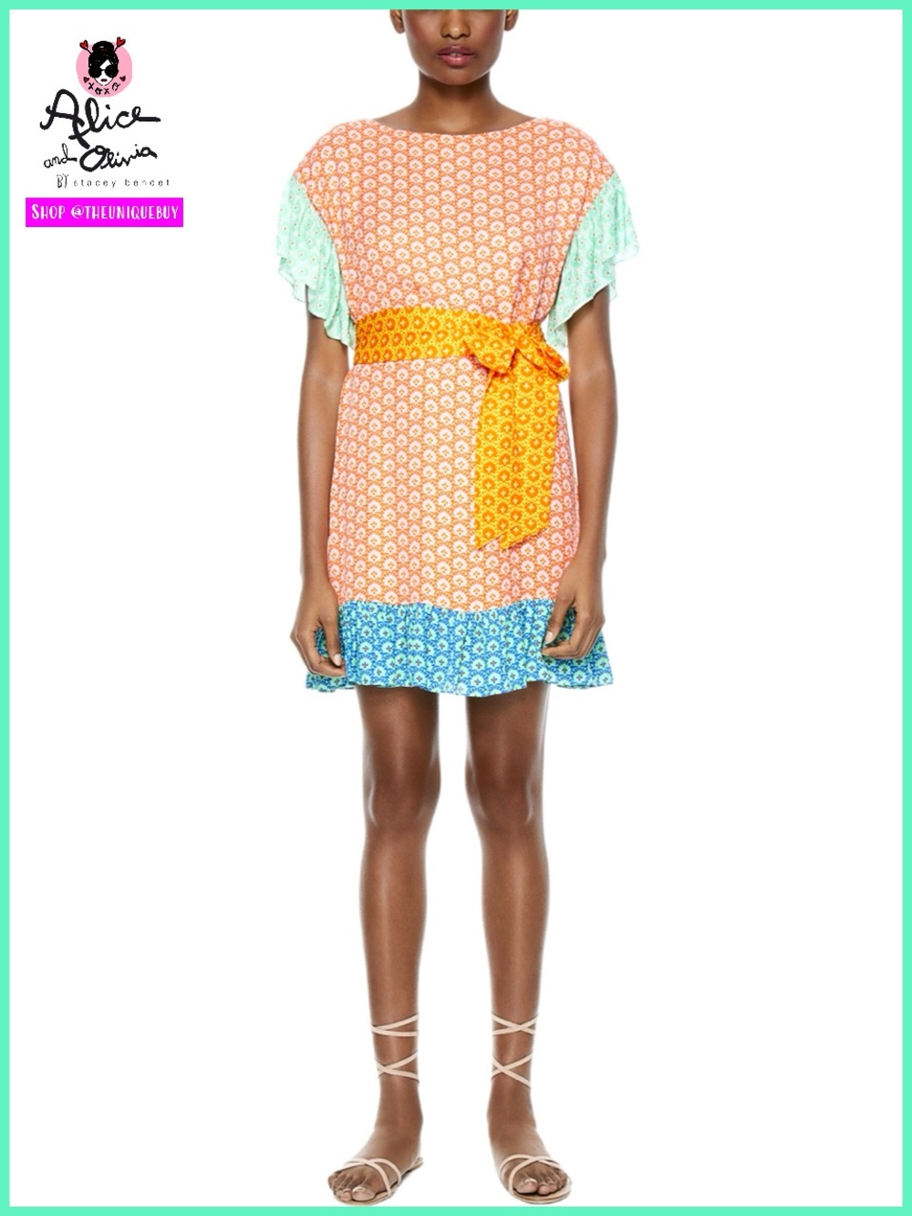 Alice + Olivia Ella Mae Floral Multi Print Mini Boho Dress